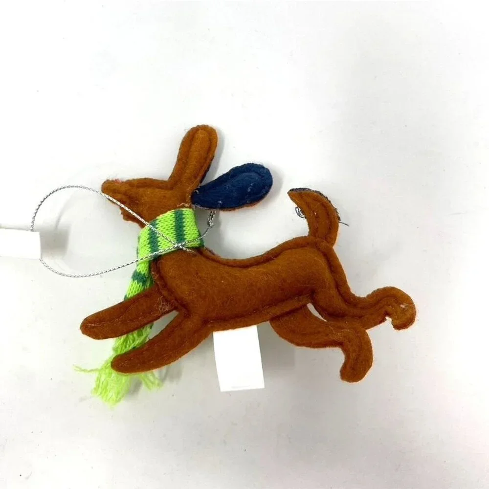 Target Wondershop™ Fabric Hound Dog Green Scarf Christmas Tree Ornament Brown